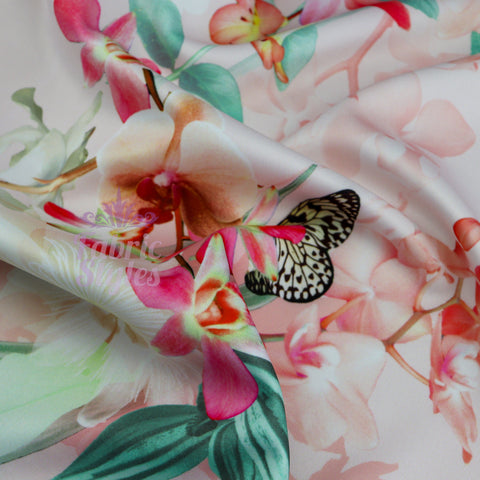 FS994 Butterfly Floral | Fabric | Fabric, fashion fabric, Floral, jersey, Purple, scuba, sewing, stretch, White | Fabric Styles