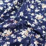 FS979 Navy Floral Polycotton | Fabric | Butterfly, Castle, Children, Colourful, drape, Fabric, fashion fabric, floral, flower, Kids, making, Navy, Poly, Poly Cotton, Princess, Rose, sewing, Skirt, White | Fabric Styles