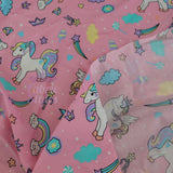 FS980 Pink Unicorn Polycotton | Fabric | Castle, Children, Colourful, drape, Fabric, fashion fabric, Kids, making, Navy, Pink, Poly, Poly Cotton, Princess, Rose, sewing, Skirt, Unicorn, White | Fabric Styles