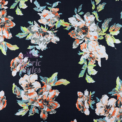 FS1052 Black Waffle Floral | Fabric | drape, Fabric, fashion fabric, Floral, Floral Leopard, Flower, Liverpool, sewing, Stretchy, textured, Waffle | Fabric Styles