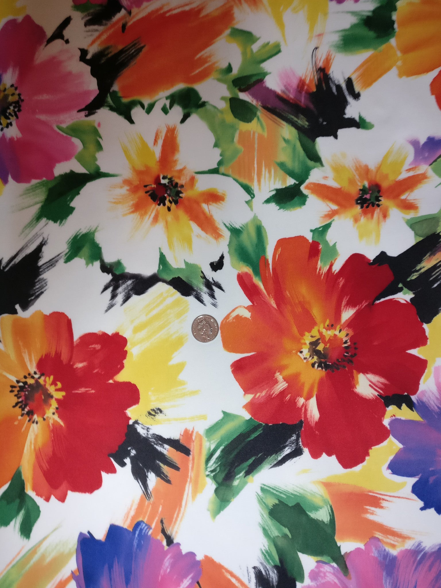 FS092 Rainbow Floral Scuba Fabric | Fabric Styles