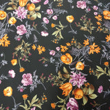 FS101_6 Black Base Floral Print | Fabric | Fabric, Floral, Orange, Scuba | Fabric Styles