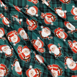 FS079_2 Christmas Tartan Santa Spun Polyester Jersey Knit Stretch Fabric Green | Fabric | Christmas, fabric, Green, jersey, polyester, presents, santa, Santa Clause, snowflakes, Soft, spun polyester, Spun Polyester Elastane, Tartan, Teal, xmas | Fabric Styles
