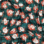 FS079_2 Christmas Tartan Santa Spun Polyester Jersey Knit Stretch Fabric Green | Fabric | Christmas, fabric, Green, jersey, polyester, presents, santa, Santa Clause, snowflakes, Soft, spun polyester, Spun Polyester Elastane, Tartan, Teal, xmas | Fabric Styles