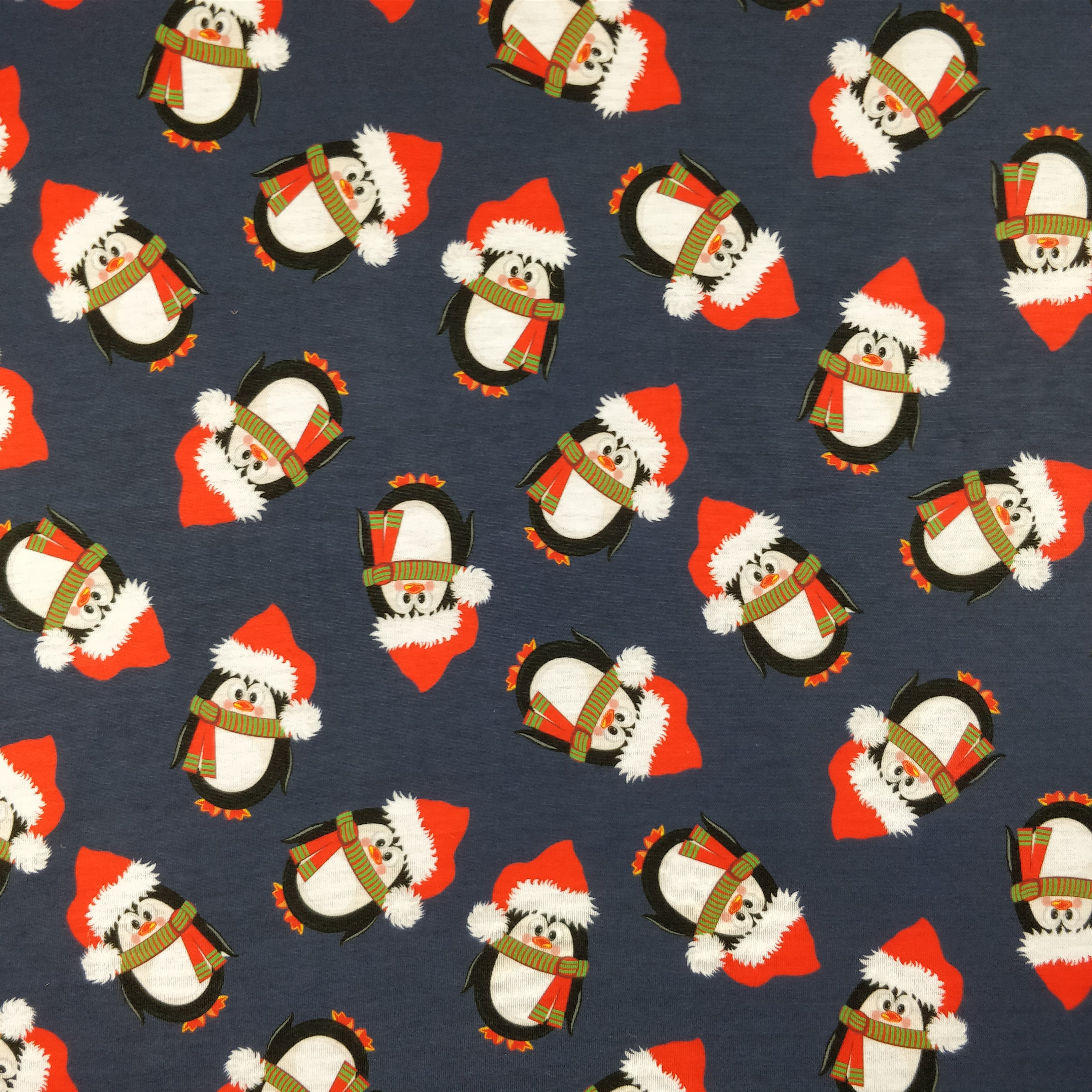 FS155 Penguin Santa Navy Base | Fabric Styles