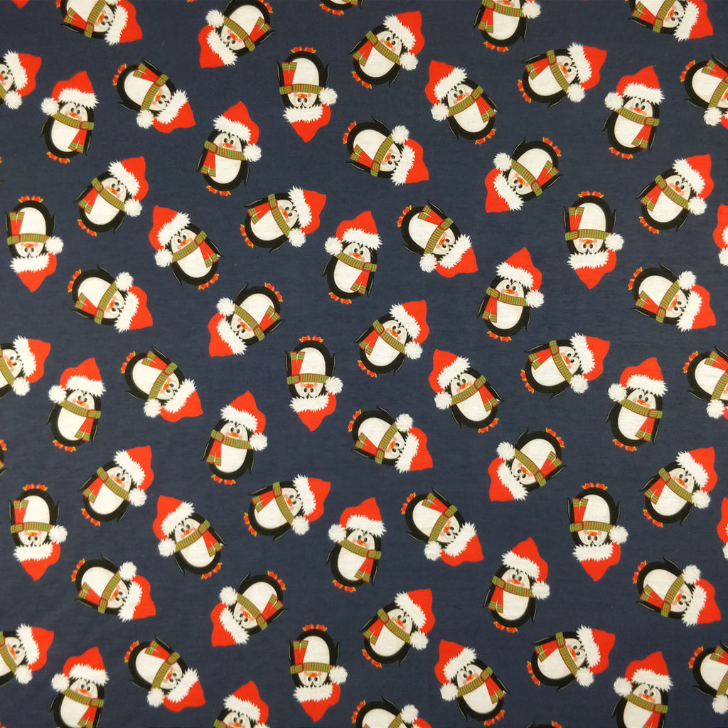 FS155 Penguin Santa Navy Base | Fabric Styles