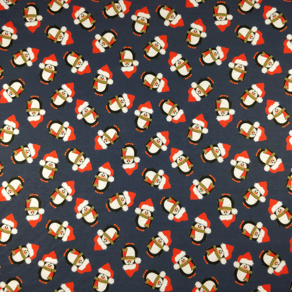 FS155 Penguin Santa Navy Base | Fabric Styles