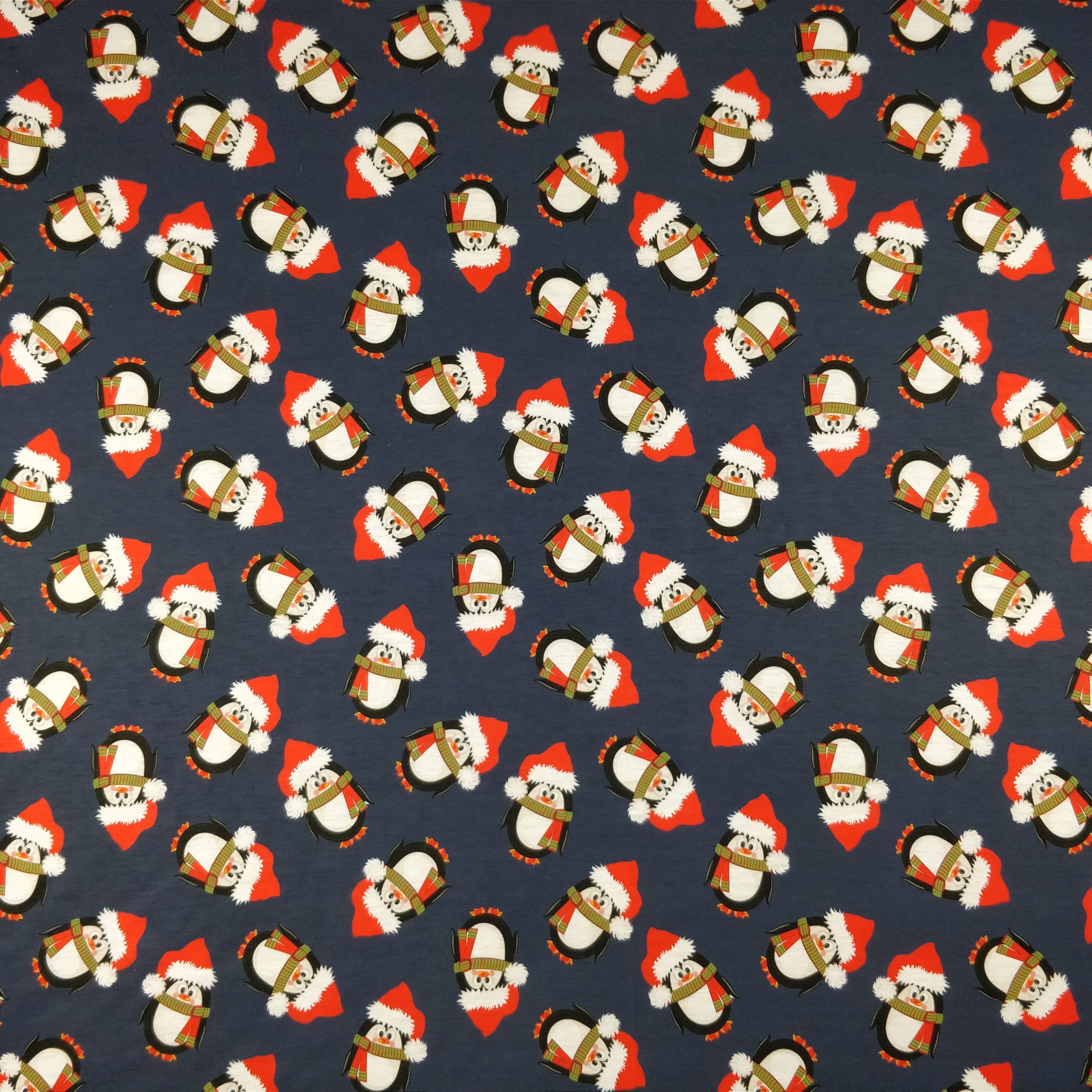 FS155 Penguin Santa Navy Base | Fabric Styles
