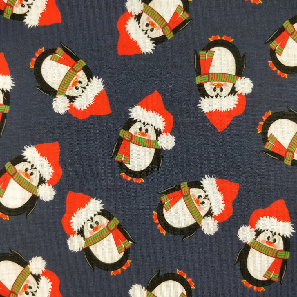 FS155 Penguin Santa Navy Base | Fabric Styles