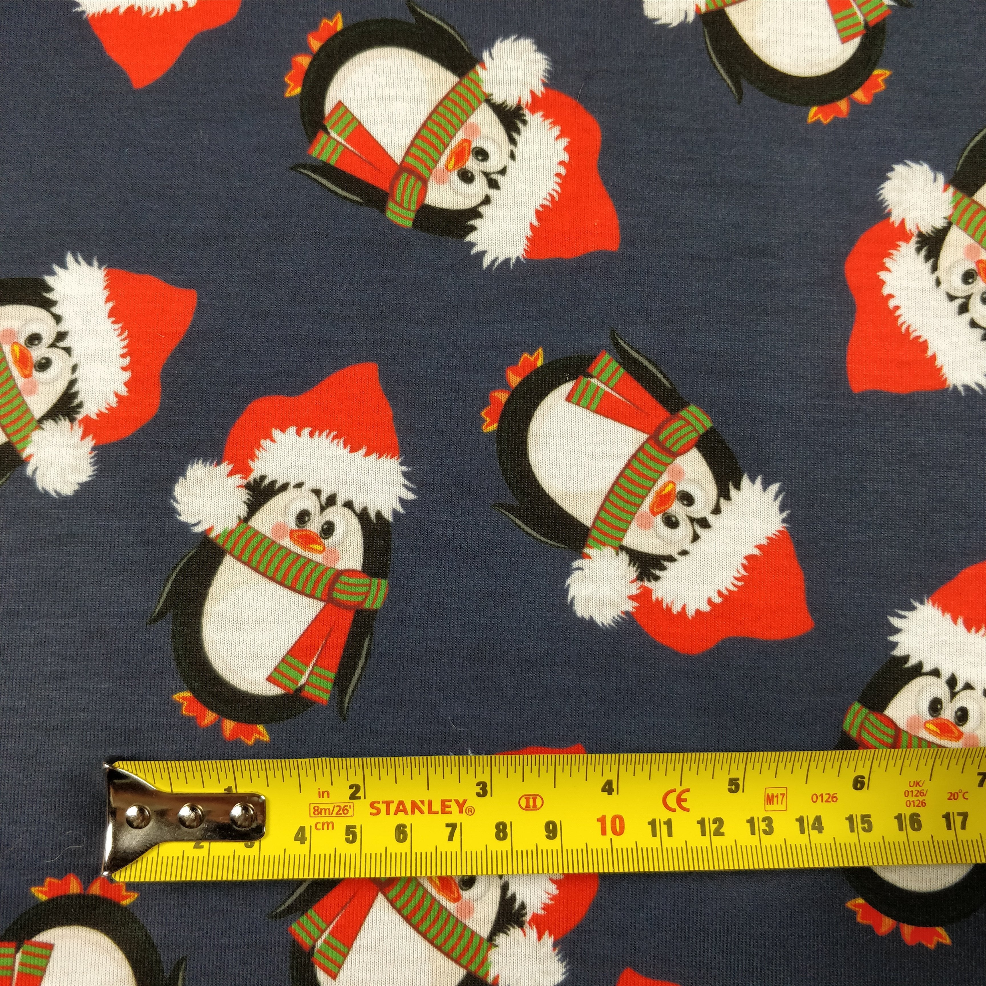 FS155 Penguin Santa Navy Base | Fabric Styles