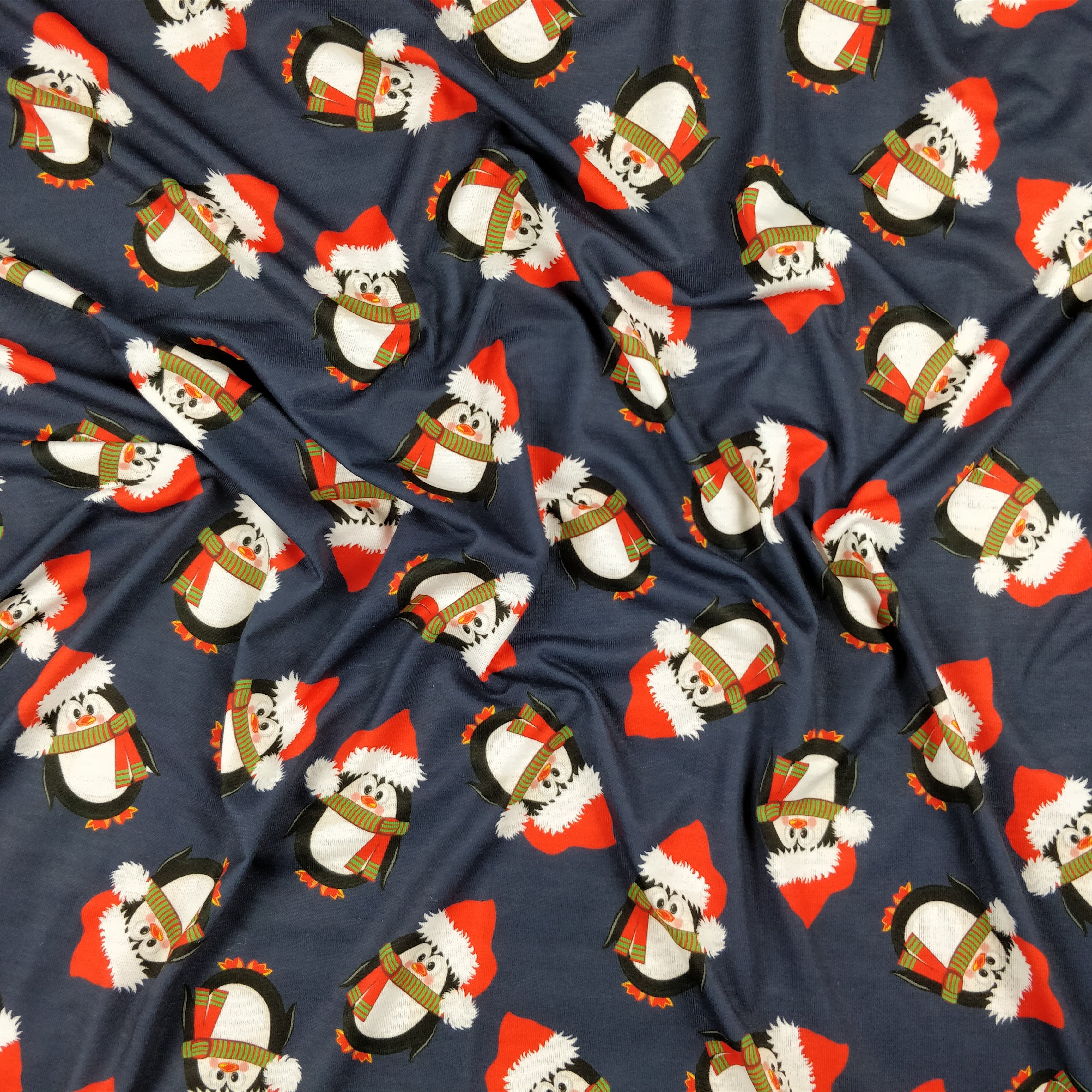 FS155 Penguin Santa Navy Base | Fabric Styles