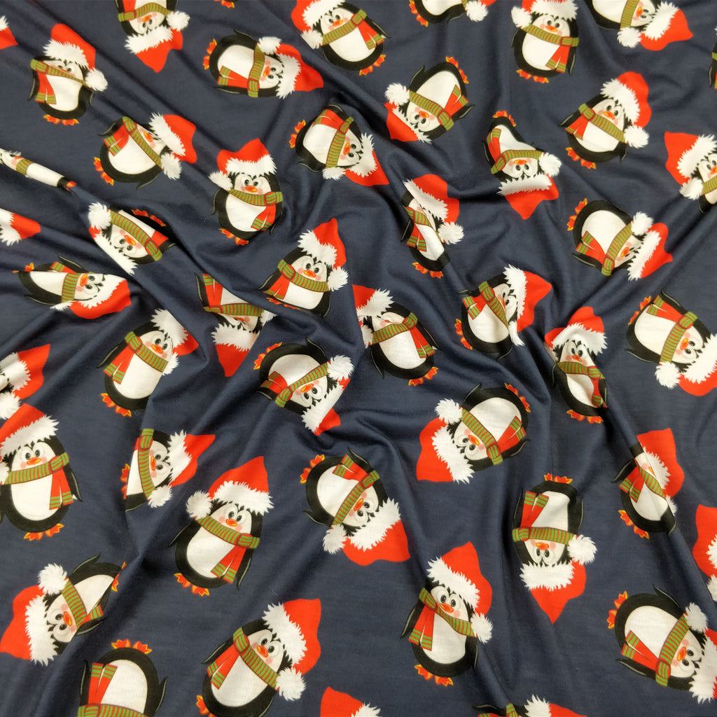 FS155 Penguin Santa Navy Base | Fabric Styles