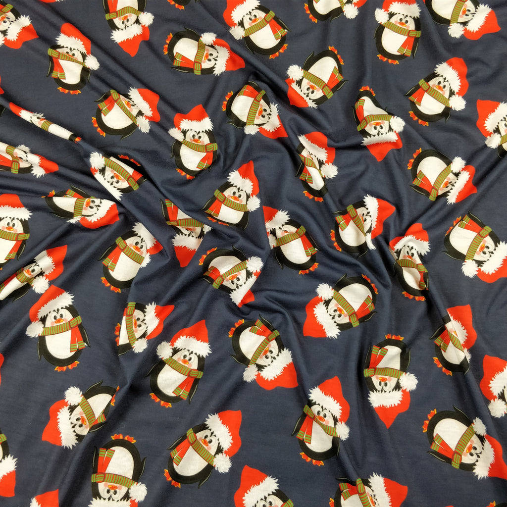 FS155 Penguin Santa Navy Base | Fabric Styles