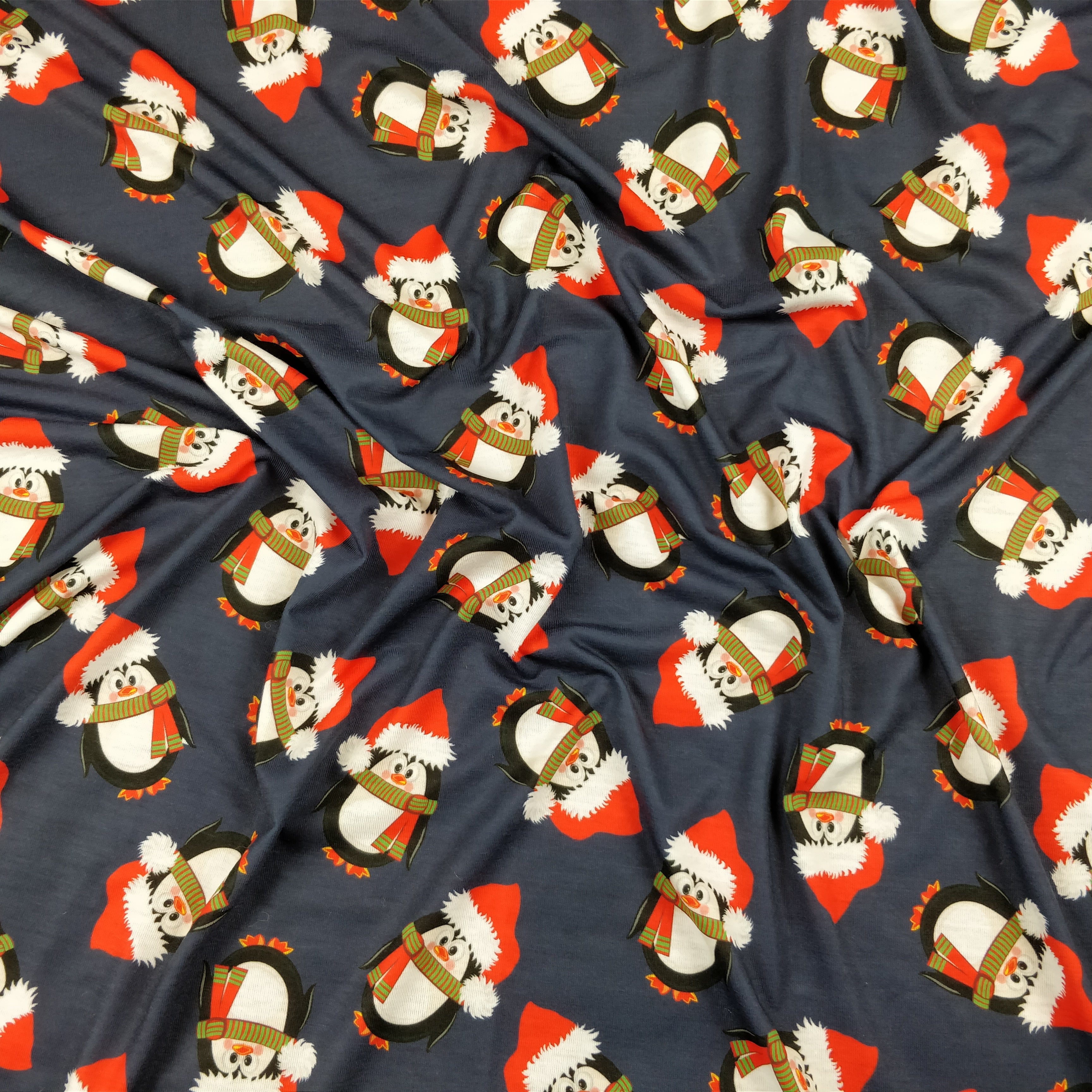 FS155 Penguin Santa Navy Base | Fabric Styles