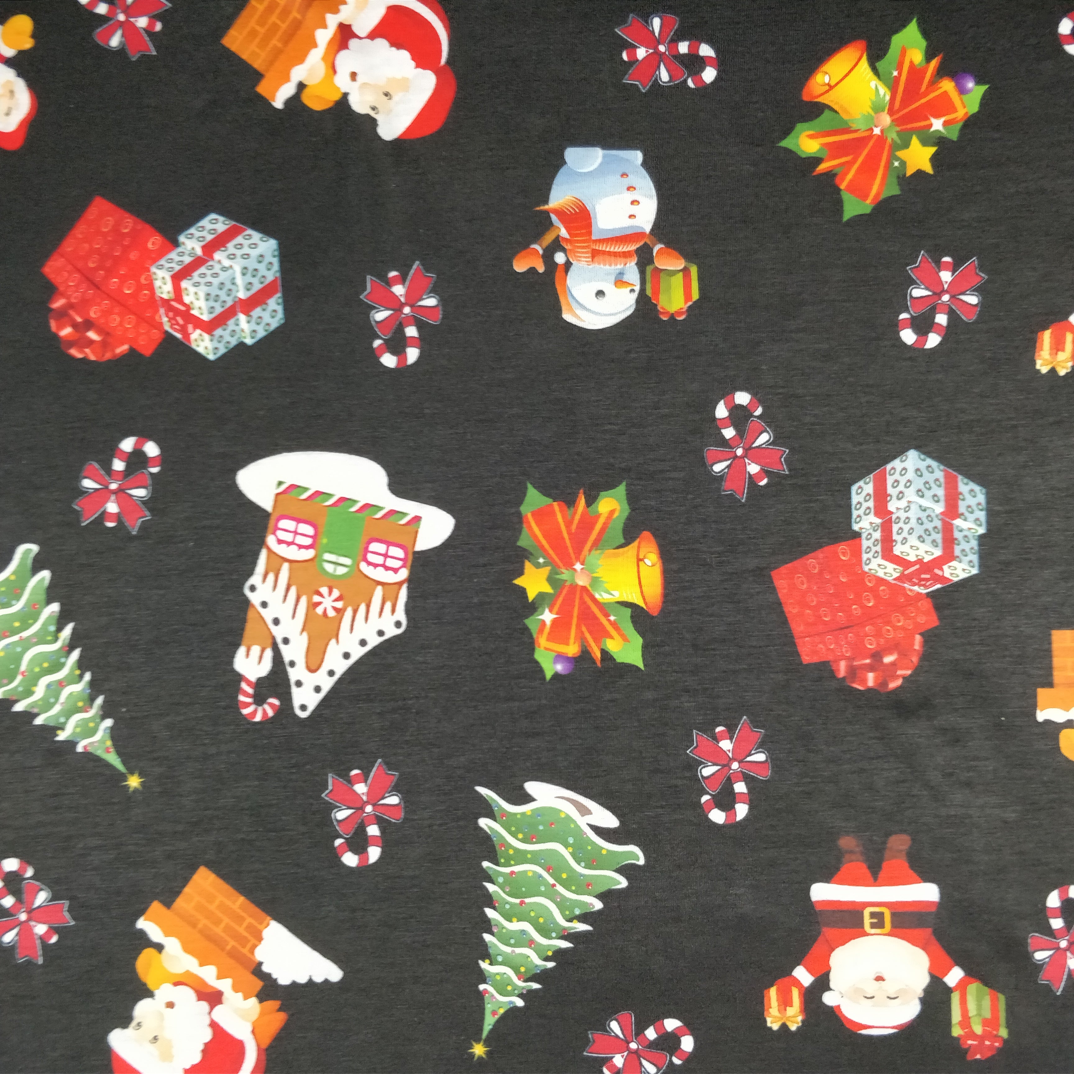 LAST 3m FS077 Christmas Print, Snowman, Tree | Fabric Styles