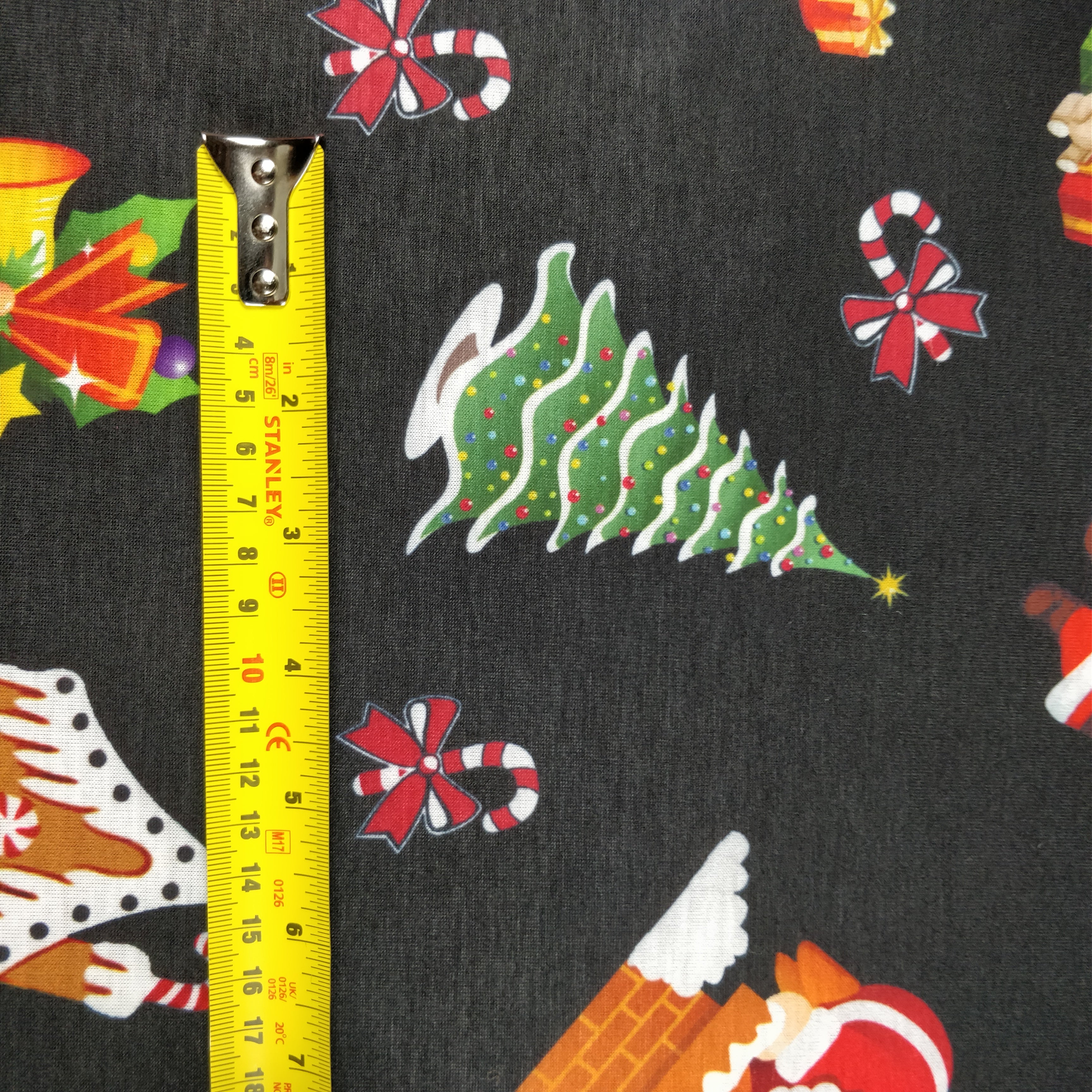 LAST 3m FS077 Christmas Print, Snowman, Tree | Fabric Styles