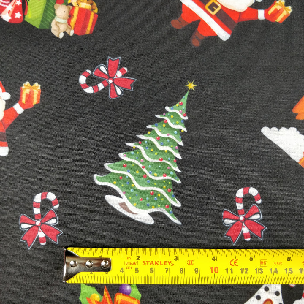 LAST 3m FS077 Christmas Print, Snowman, Tree | Fabric Styles