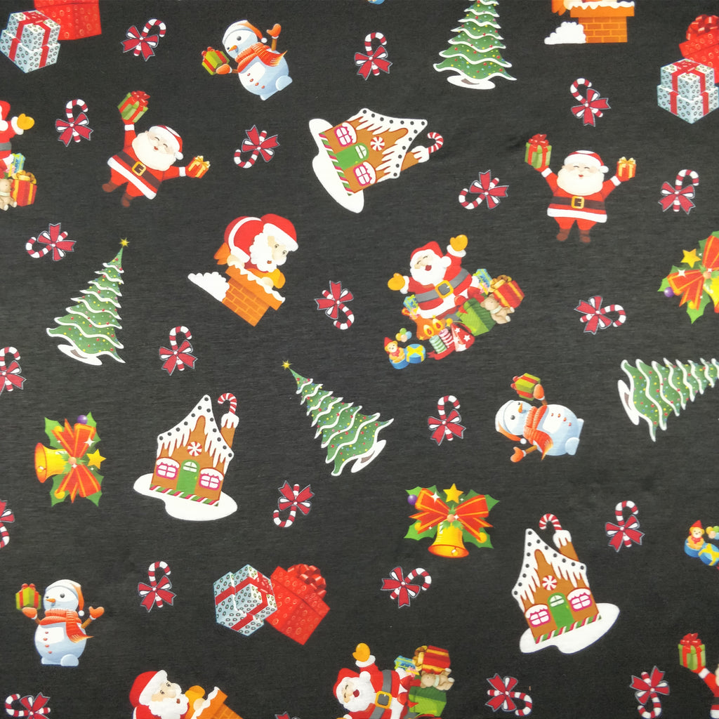 LAST 3m FS077 Christmas Print, Snowman, Tree | Fabric Styles