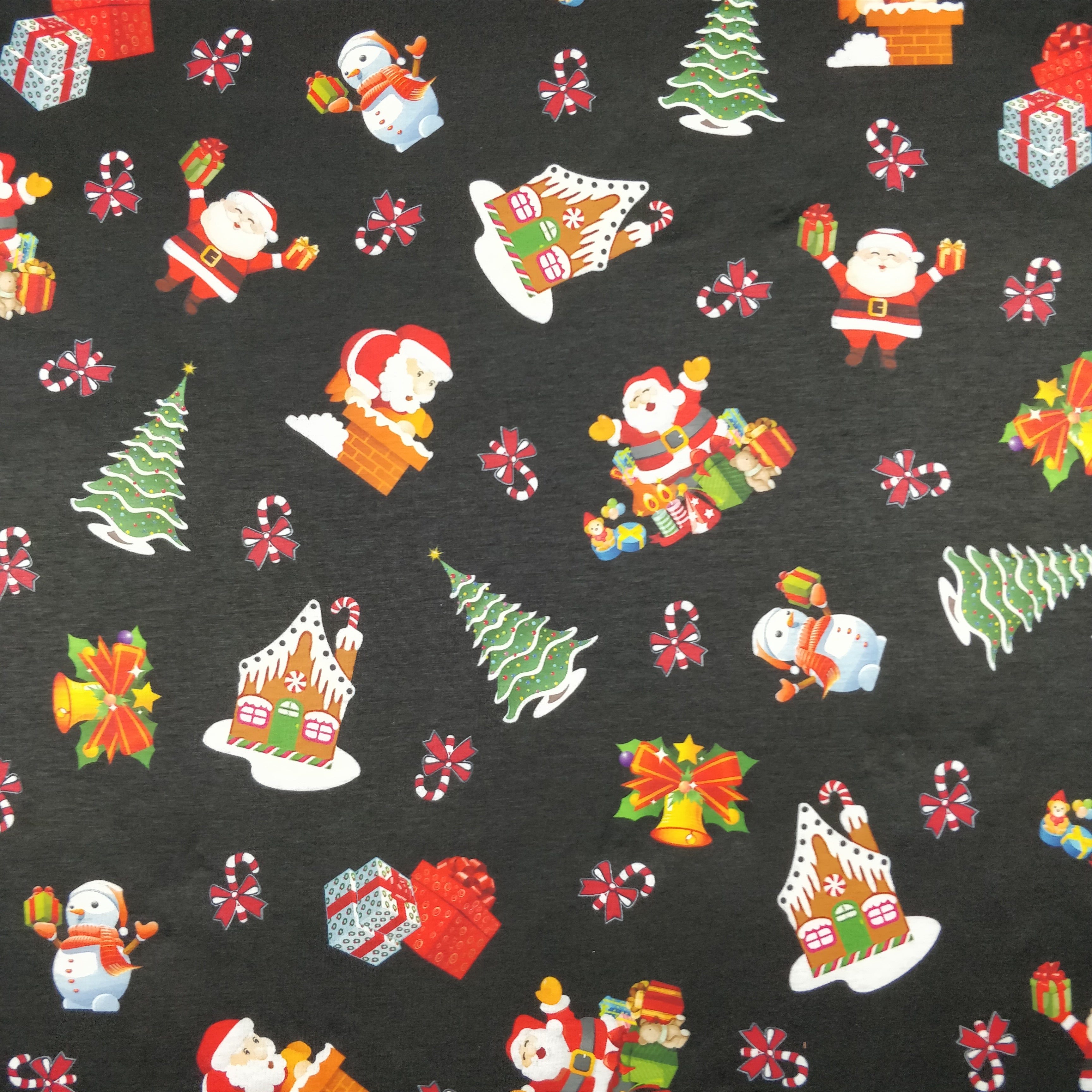 LAST 3m FS077 Christmas Print, Snowman, Tree | Fabric Styles