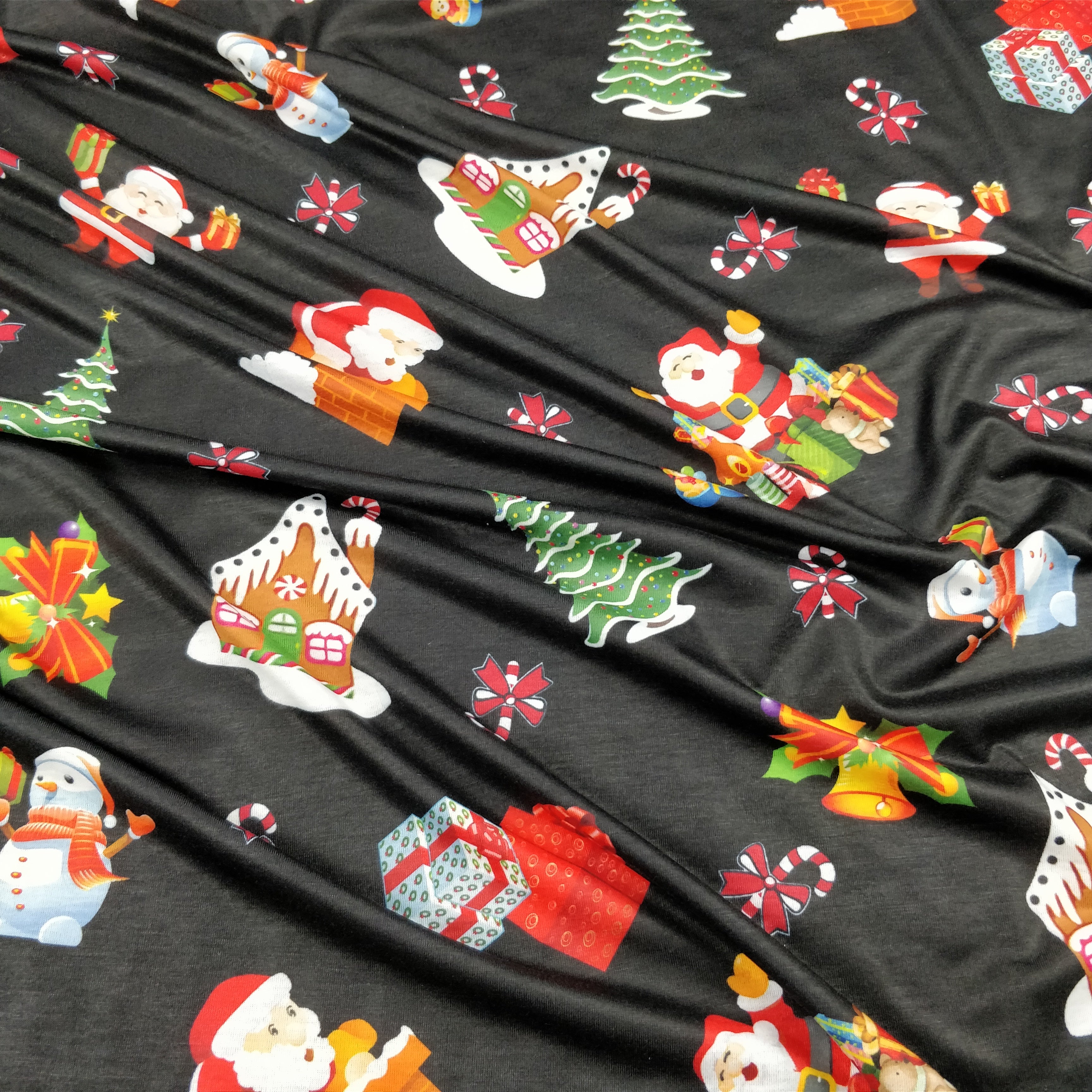 LAST 3m FS077 Christmas Print, Snowman, Tree | Fabric Styles