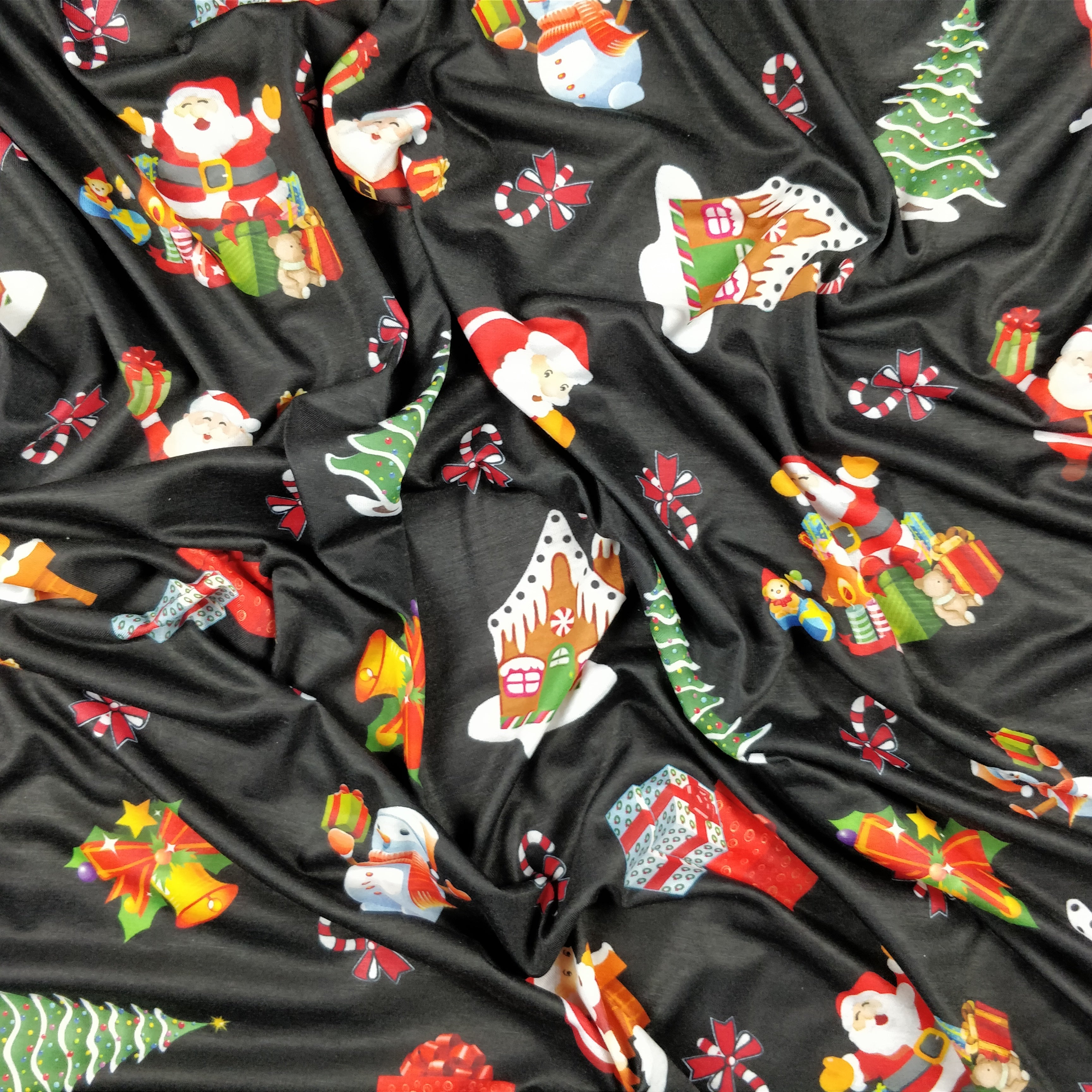 LAST 3m FS077 Christmas Print, Snowman, Tree | Fabric Styles