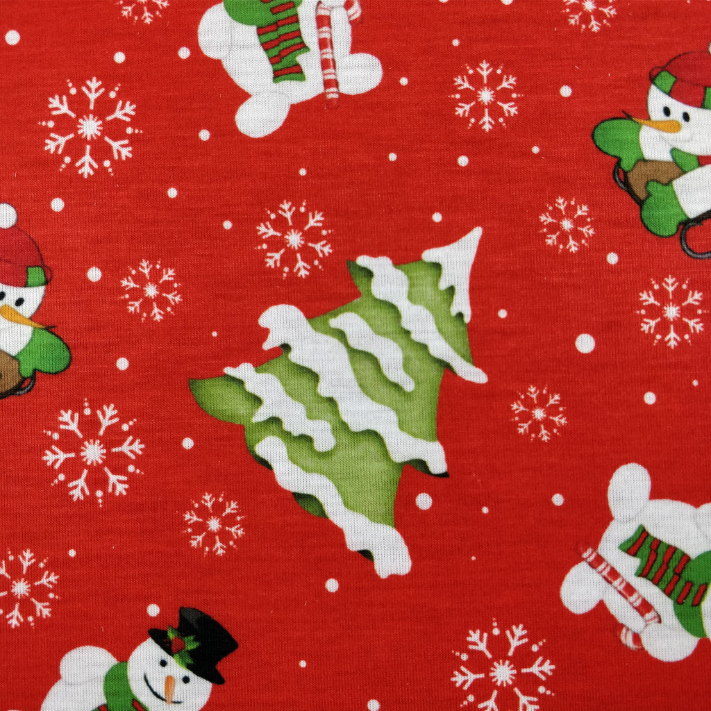 LAST 2m FS076 Christmas Print, Snowman, Tree | Fabric Styles