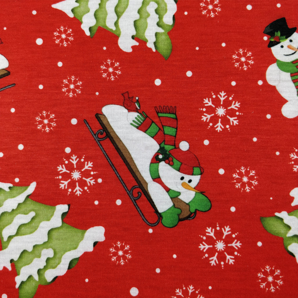 LAST 2m FS076 Christmas Print, Snowman, Tree | Fabric Styles