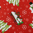 LAST 2m FS076 Christmas Print, Snowman, Tree | Fabric Styles