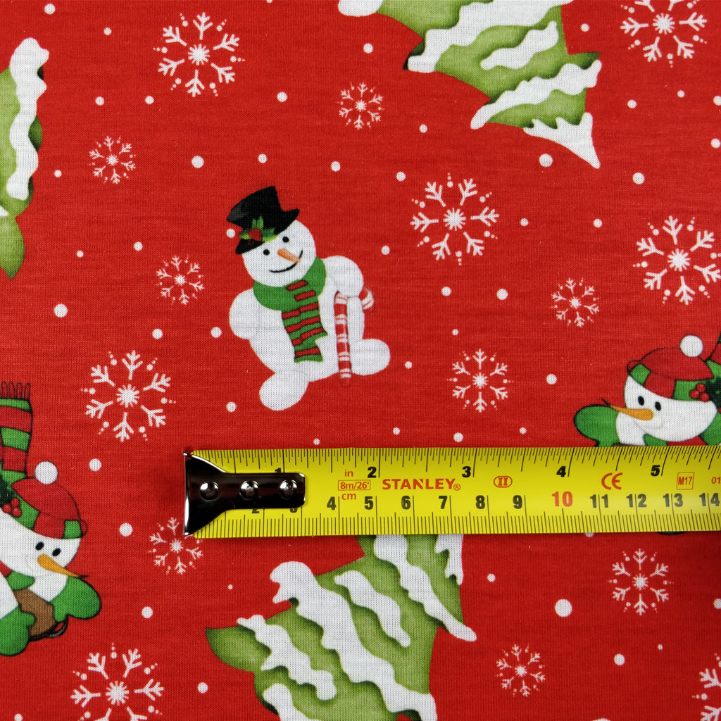LAST 2m FS076 Christmas Print, Snowman, Tree | Fabric Styles