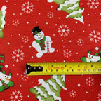 LAST 2m FS076 Christmas Print, Snowman, Tree | Fabric Styles