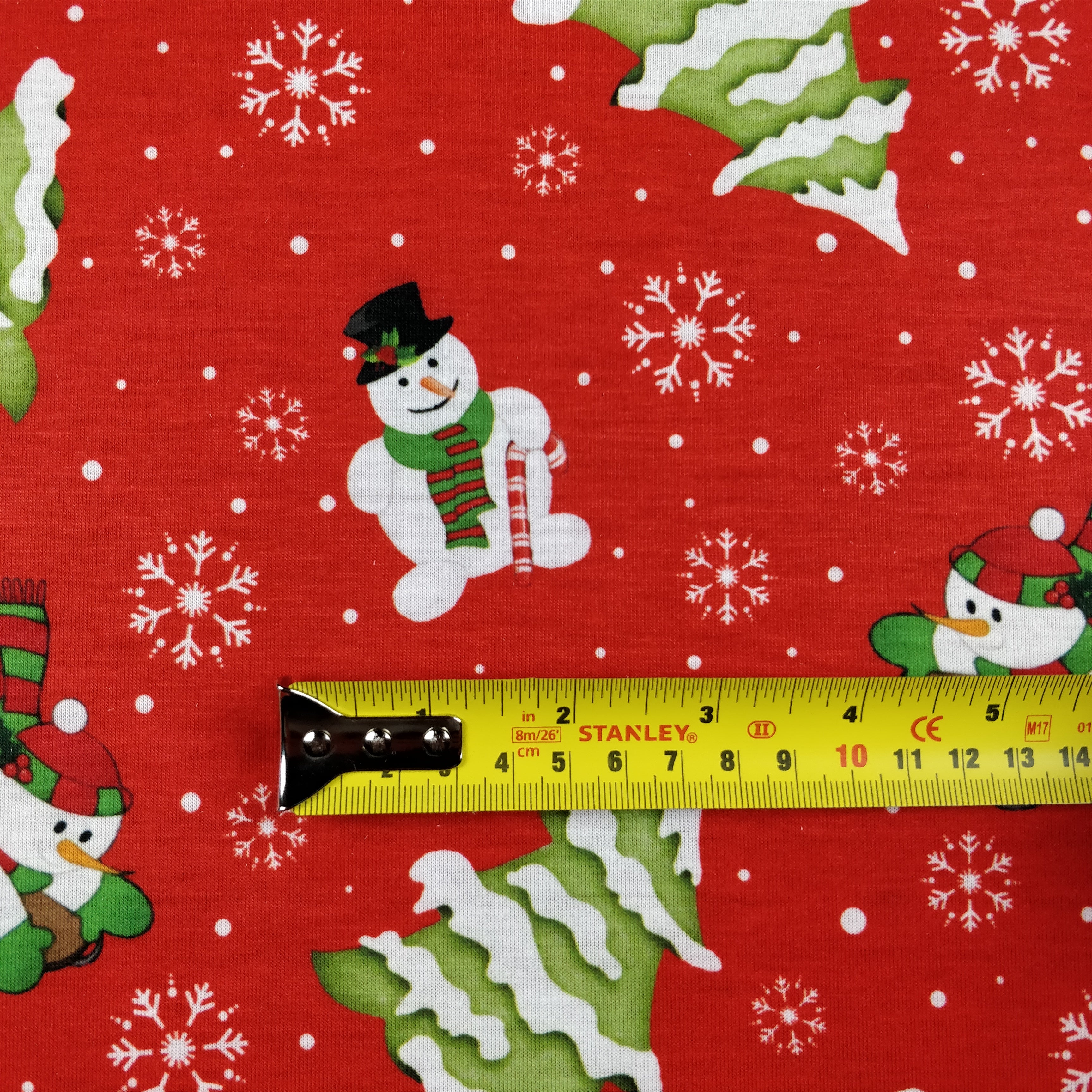 LAST 2m FS076 Christmas Print, Snowman, Tree | Fabric Styles
