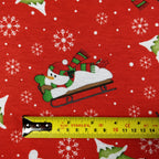 LAST 2m FS076 Christmas Print, Snowman, Tree | Fabric Styles