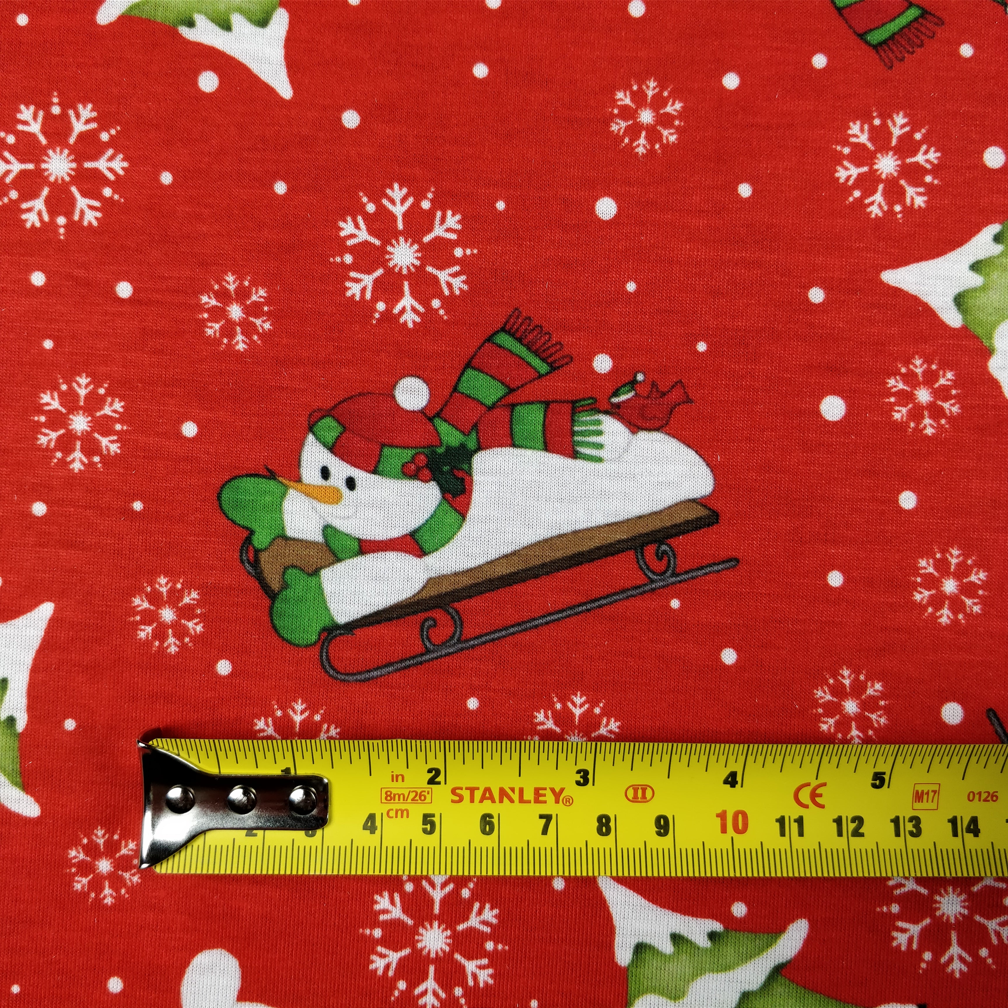 LAST 2m FS076 Christmas Print, Snowman, Tree | Fabric Styles