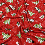 LAST 2m FS076 Christmas Print, Snowman, Tree | Fabric Styles