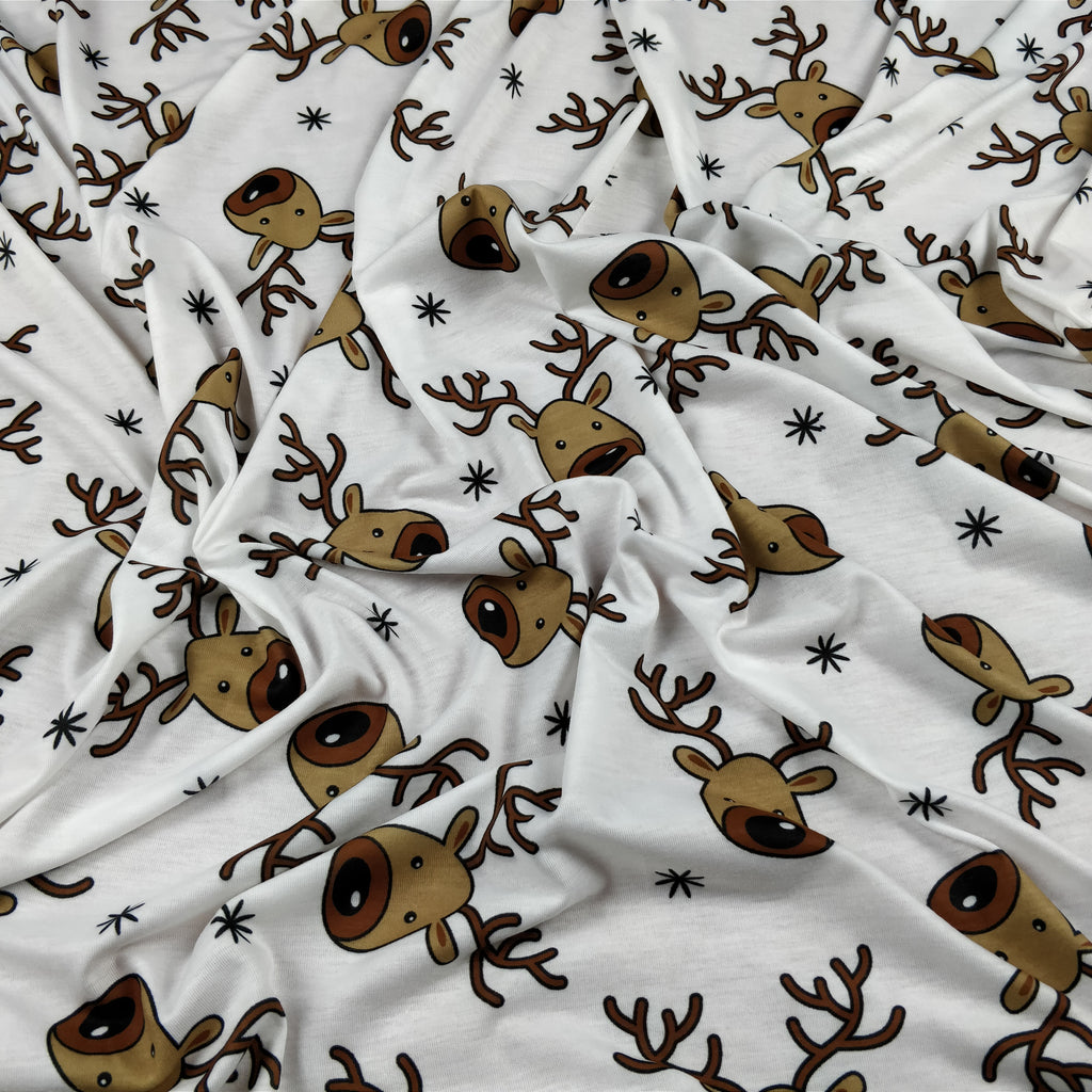 FS073_1 Scuba Christmas Print, Rudolf Reindeer | Fabric Styles
