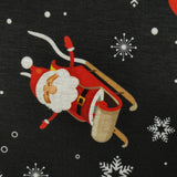 FS074 Christmas Print, Santa, Snowflakes, Sledge, Presents Spun Polyester Knit Stretch Fabric Black | Fabric | Christmas, fabric, jersey, polyester, Present, presents, rudolf, santa, Santa Clause, sledge, Snow, Snowflake, snowflakes, spun polyester, Spun Polyester Elastane, xmas | Fabric Styles