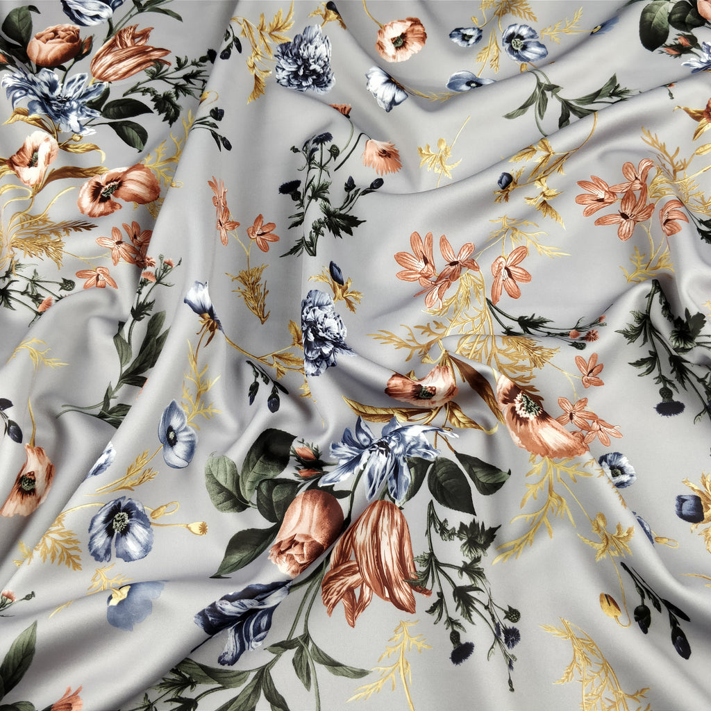 FS101_4 Floral Grey Base | Fabric Styles