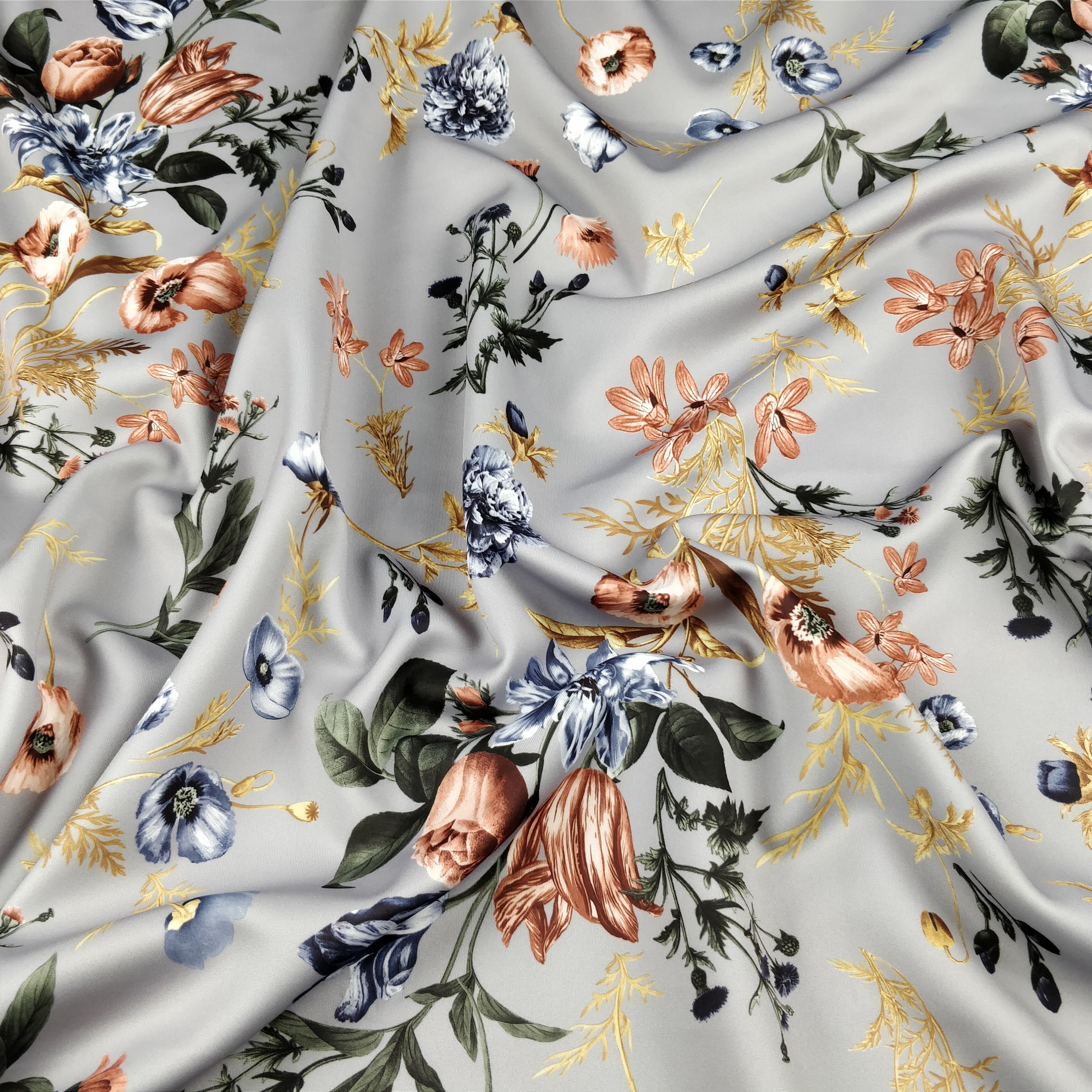 FS101_4 Floral Grey Base | Fabric Styles