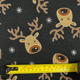 FS073_2 Christmas Rudolf Reindeer Spun Polyester Knit Stretch Fabric Black | Fabric | black, Christmas, fabric, jersey, Knit, polyester, Reindeer, rudolf, Soft, spun polyester, Spun Polyester Elastane, xmas | n/a