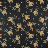 FS073_2 Christmas Rudolf Reindeer Spun Polyester Knit Stretch Fabric Black | Fabric | black, Christmas, fabric, jersey, Knit, polyester, Reindeer, rudolf, Soft, spun polyester, Spun Polyester Elastane, xmas | n/a