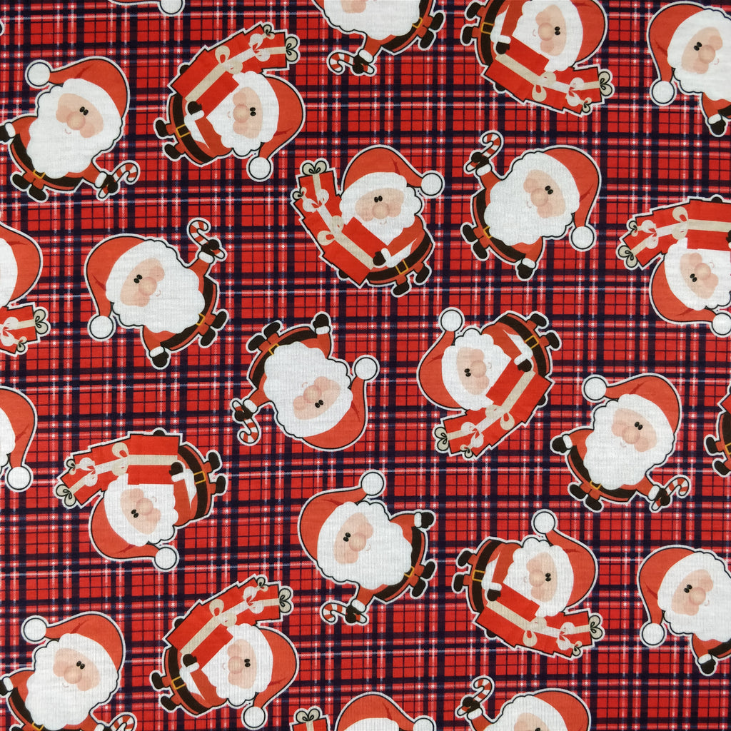 FS079_1 Christmas Print, Tartan Santa | Fabric Styles