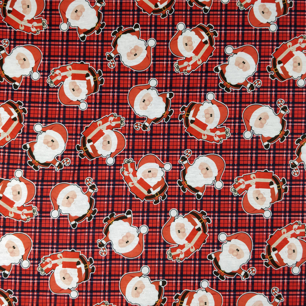 FS079_1 Christmas Print, Tartan Santa | Fabric Styles