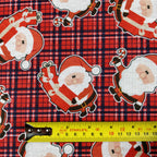 FS079_1 Christmas Print, Tartan Santa | Fabric Styles