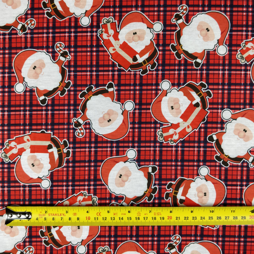 FS079_1 Christmas Print, Tartan Santa | Fabric Styles