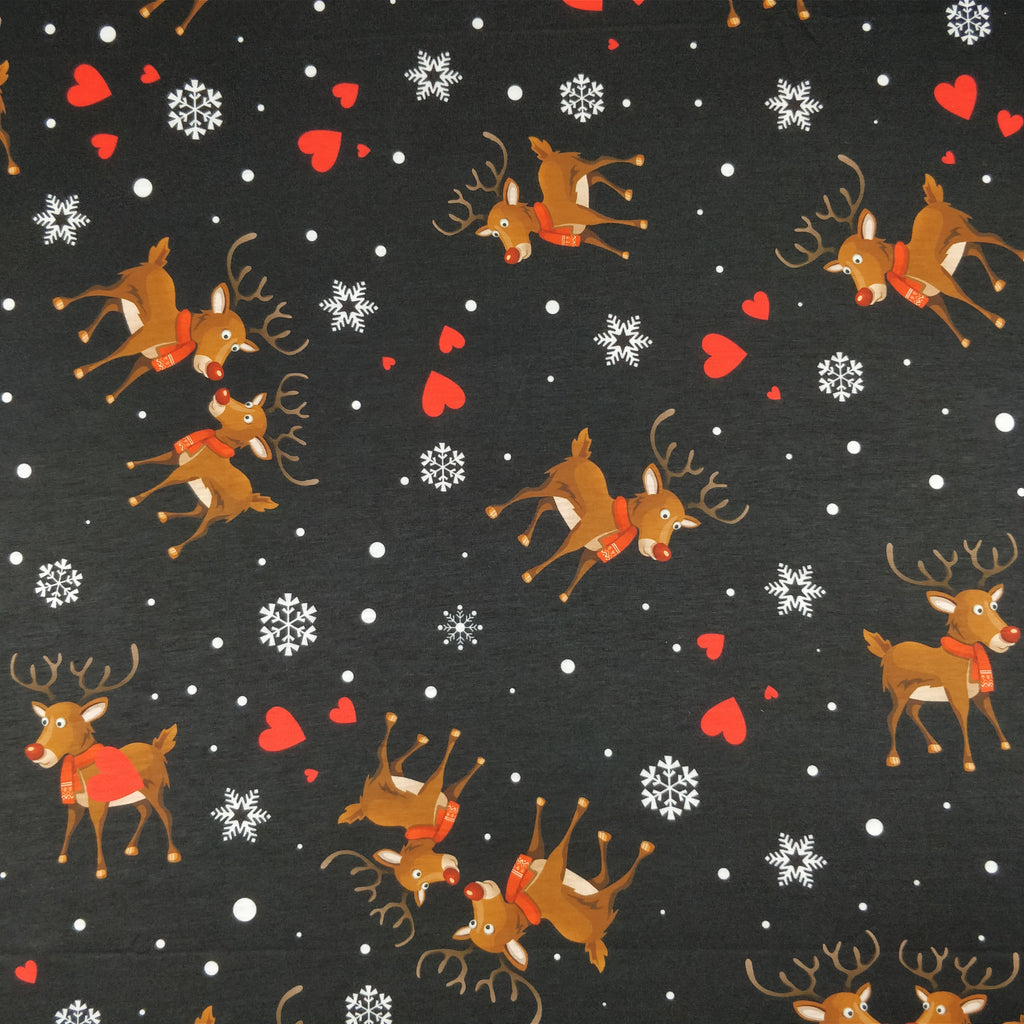 FS153 Reindeer Lovehearts Snowflakes | Fabric Styles
