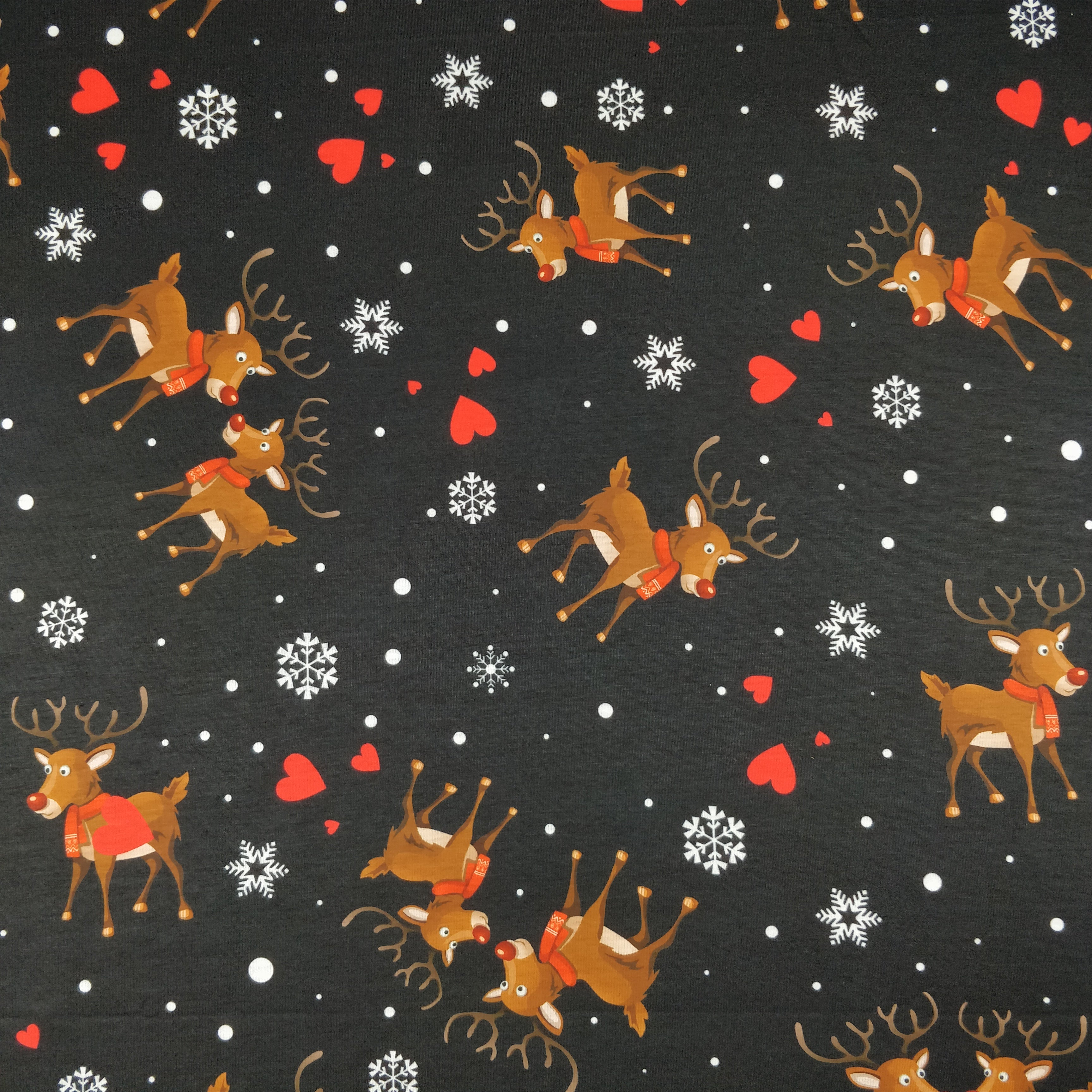 FS153 Reindeer Lovehearts Snowflakes | Fabric Styles