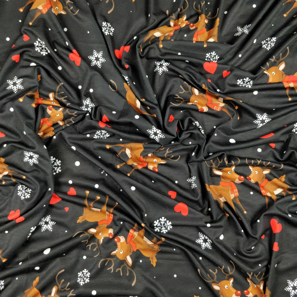 FS153 Reindeer Lovehearts Snowflakes | Fabric Styles