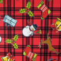 FS152 Reindeer Tartan Bells Print Black | Fabric Styles