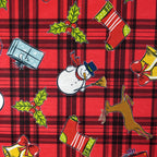 FS152 Reindeer Tartan Bells Print Black | Fabric Styles