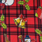 FS152 Reindeer Tartan Bells Print Black | Fabric Styles